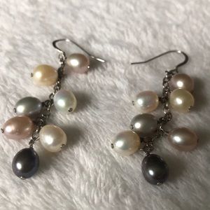 👑Multi colored pearl sterling silver earrings 💕